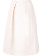 Jil Sander Front Pleat Detail Full Skirt - White