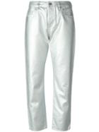 Love Moschino Metallic (grey) Cropped Trousers, Women's, Size: 30, Cotton/polyurethane