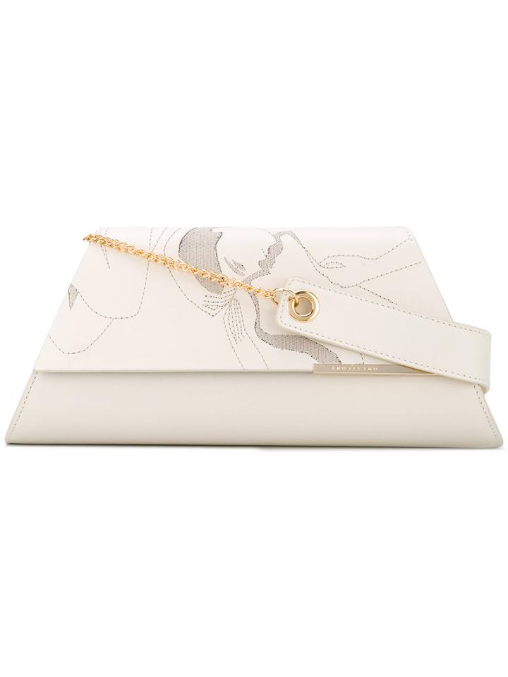 Onesixone - Embroidered Shoulder Bag - Women - Leather - One Size, Nude/neutrals, Leather