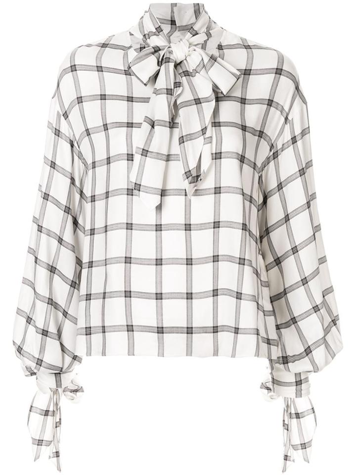 Le Ciel Bleu Check Scarf-detail Blouse - White