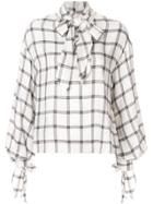Le Ciel Bleu Check Scarf-detail Blouse - White