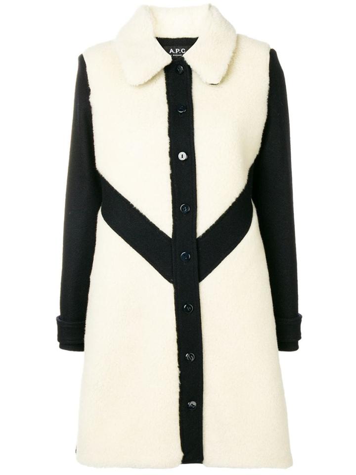 A.p.c. Contrast Single-breasted Coat - Black
