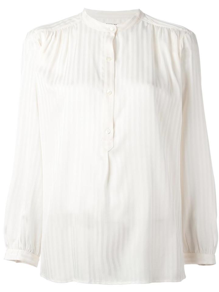 Masscob Tonal Stripe Collarless Shirt, Women's, Size: Small, Nude/neutrals, Silk