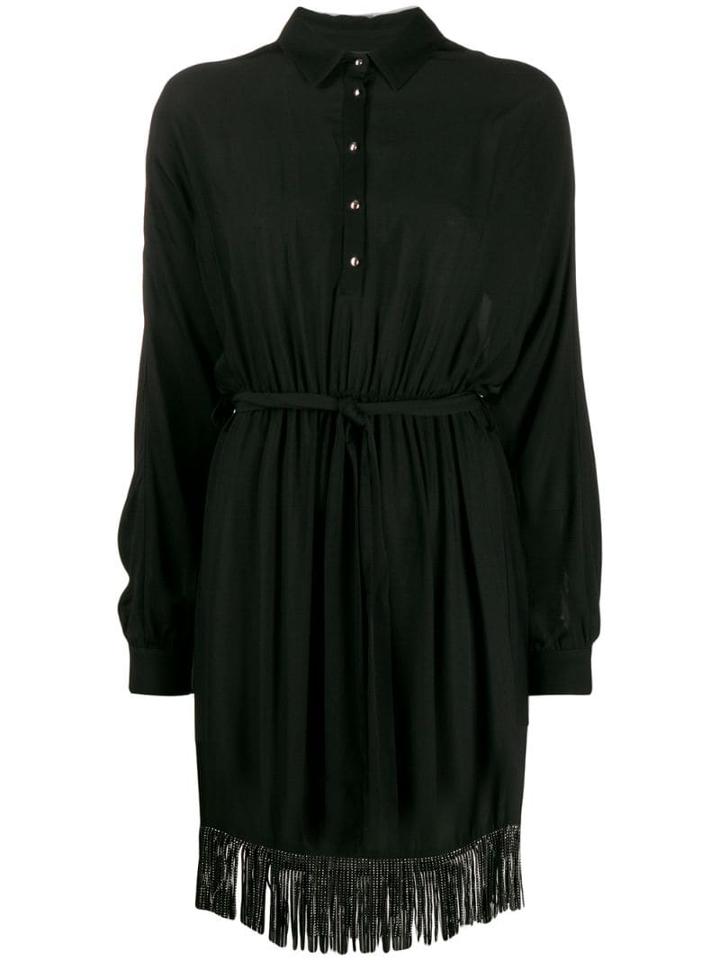 Just Cavalli Embellished Fringe Shirt Dress - Black