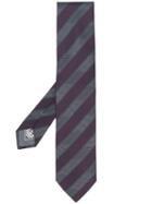 Brioni Diagonal Stripes Silk Tie - Grey