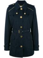 Michael Michael Kors Zipped Shoulder Coat, Women's, Size: Large, Blue, Cotton/polyester/spandex/elastane