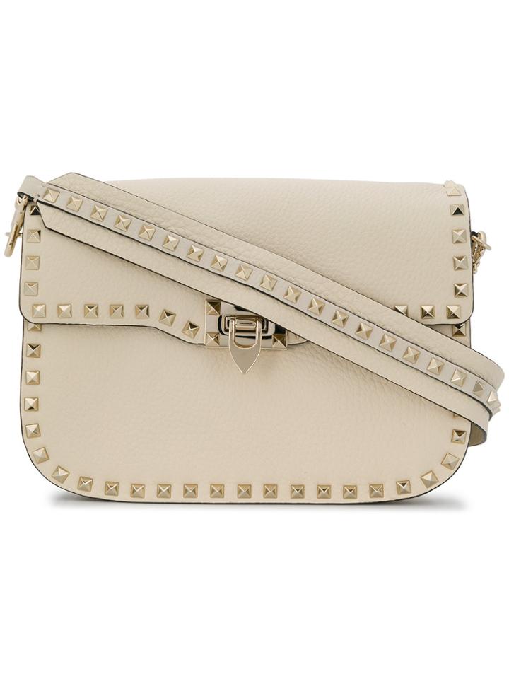 Valentino Rockstud Rolling' Flip-lock Shoulder Bag - Nude & Neutrals