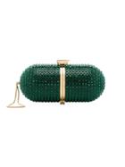 Marzook Green Crystal Embellished Pill Clutch