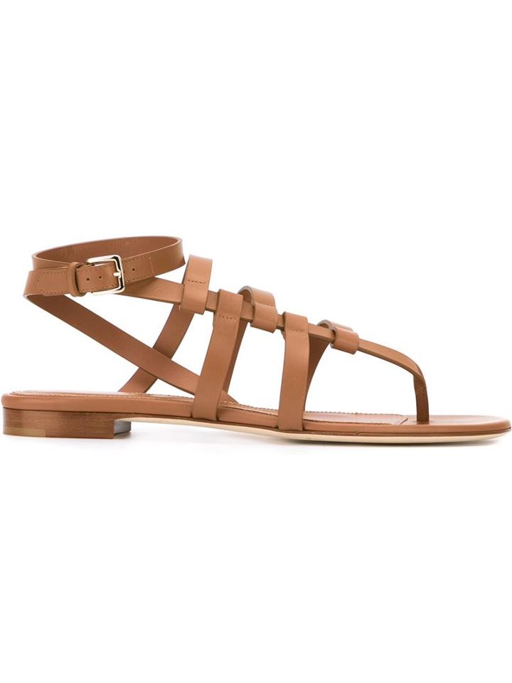 Sergio Rossi Ankle Strap Sandals, Women's, Size: 41, Brown, Leather