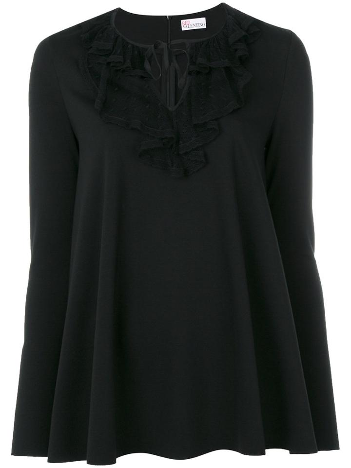 Red Valentino - Tied Neck Blouse - Women - Polyamide/spandex/elastane/viscose - L, Black, Polyamide/spandex/elastane/viscose