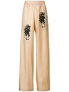 Uma Wang Embroidered Detail Trousers - Nude & Neutrals