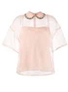 Red Valentino Embellished Collar Silk Top - Pink