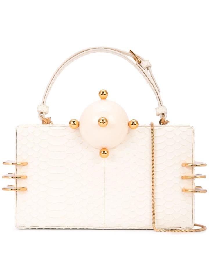 Tonya Hawkes Embellished Top Handle Clutch - White