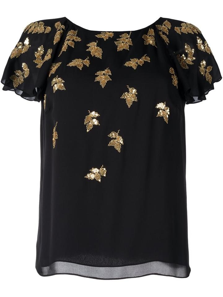 Oscar De La Renta Sequined Applique T-shirt