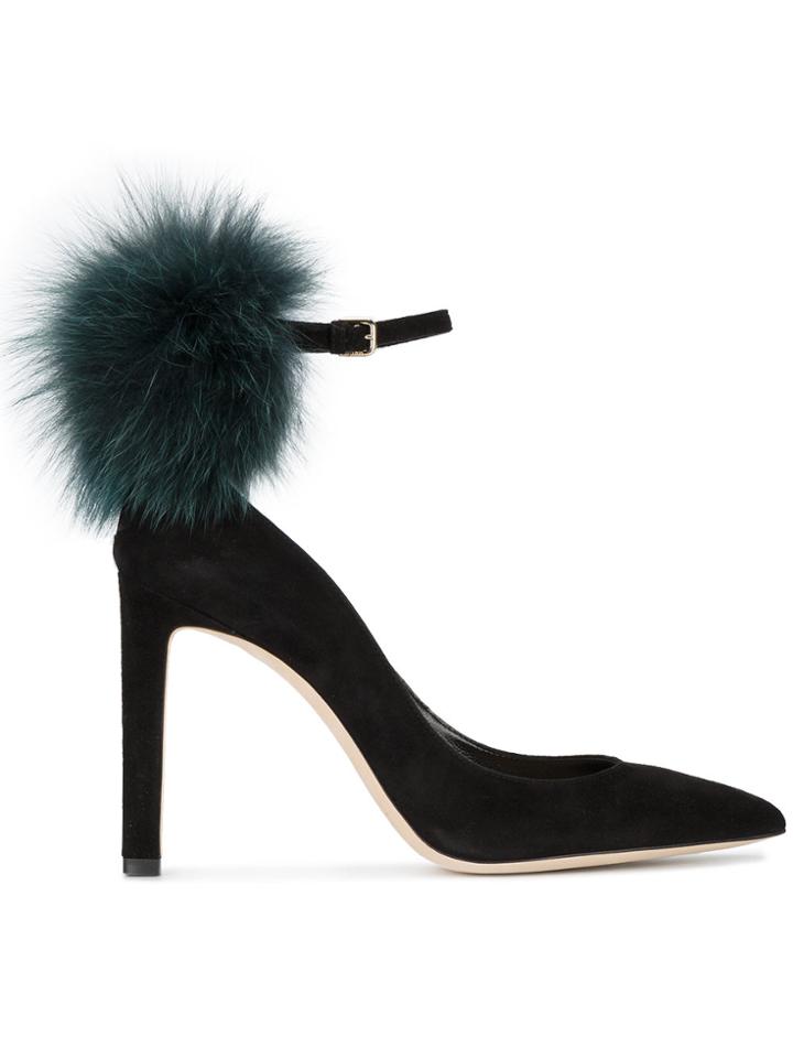Jimmy Choo Black Suede Fur South 105 Pumps