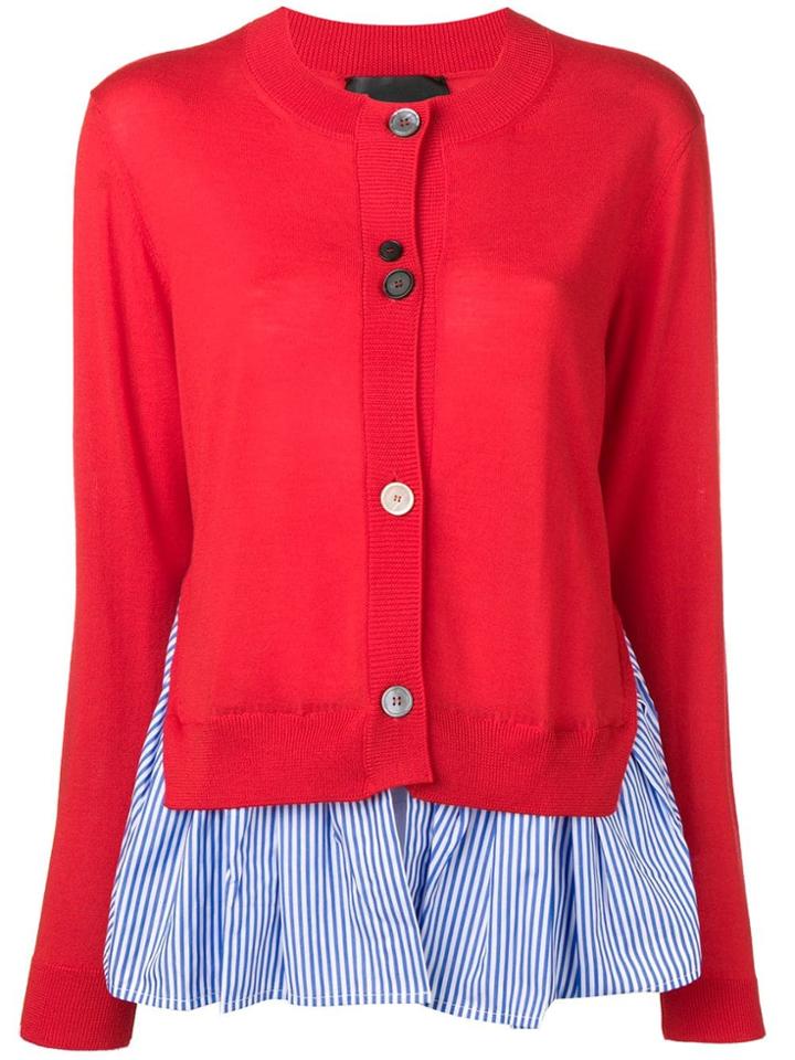 Erika Cavallini Poplin-panelled Cardigan - Red