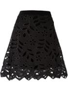 See By Chloé Floral Embroidered Skirt, Women's, Size: 36, Black, Polyester/viscose