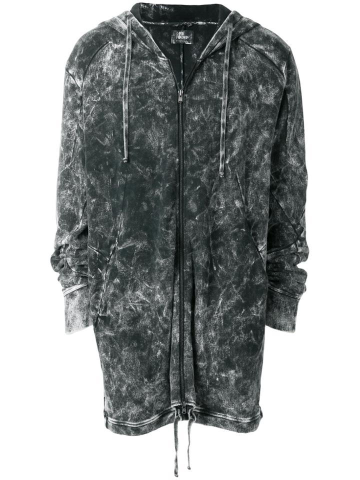 Lost & Found Rooms Acid Wash Mid-length Hoodie - Grey