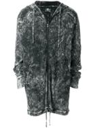 Lost & Found Rooms Acid Wash Mid-length Hoodie - Grey