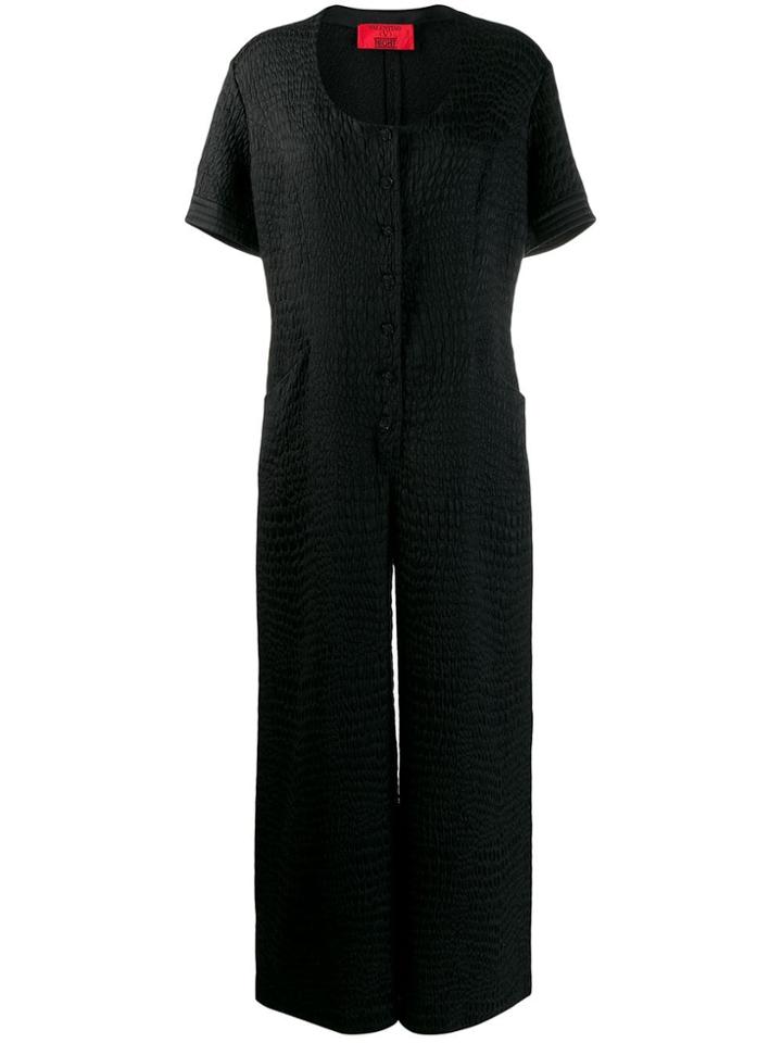 Valentino Vintage 1980's Crocodile Texture Wide-legged Jumpsuit -