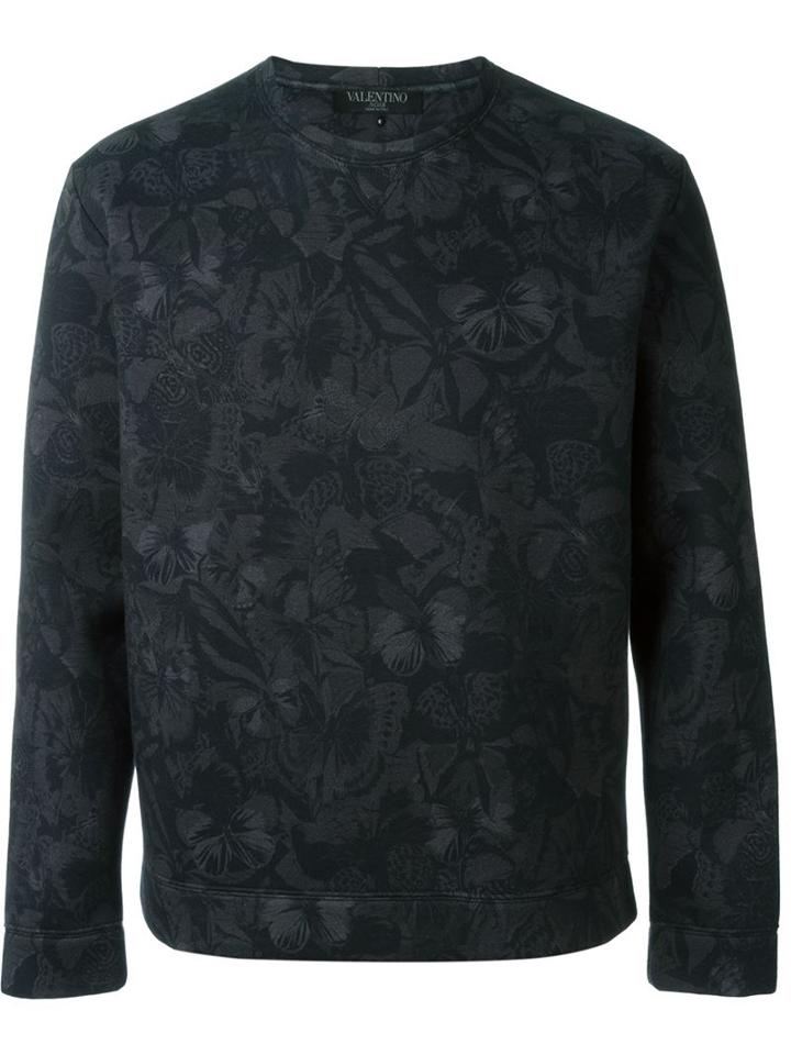 Valentino Camubutterfly Sweatshirt, Men's, Size: Xl, Black, Cotton/modal/polyurethane