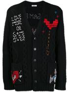 Valentino Graphic Stitch Cardigan - Black