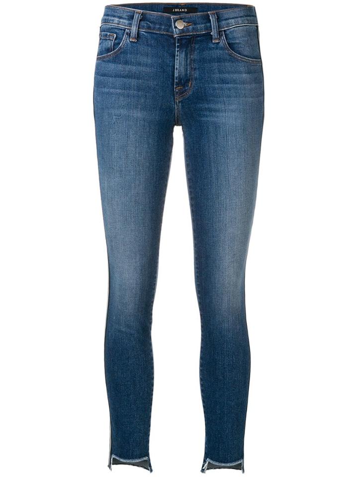 J Brand Cut-out Hem Skinny Jeans - Blue