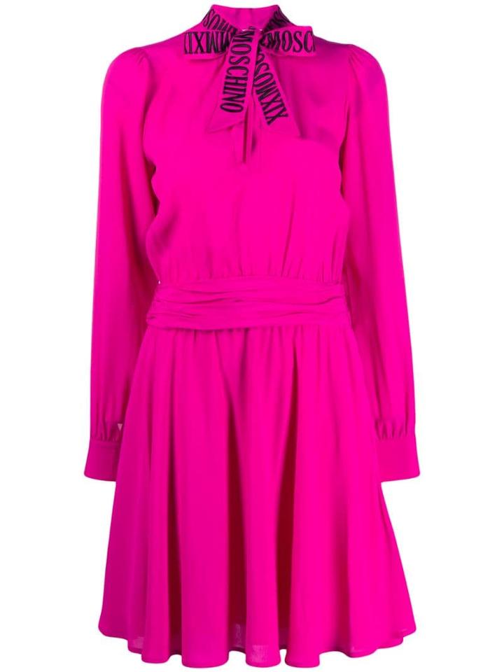 Moschino Pussy Bow Flared Dress - Pink