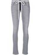 Off-white Zip-up Skinny Jeans - Grey
