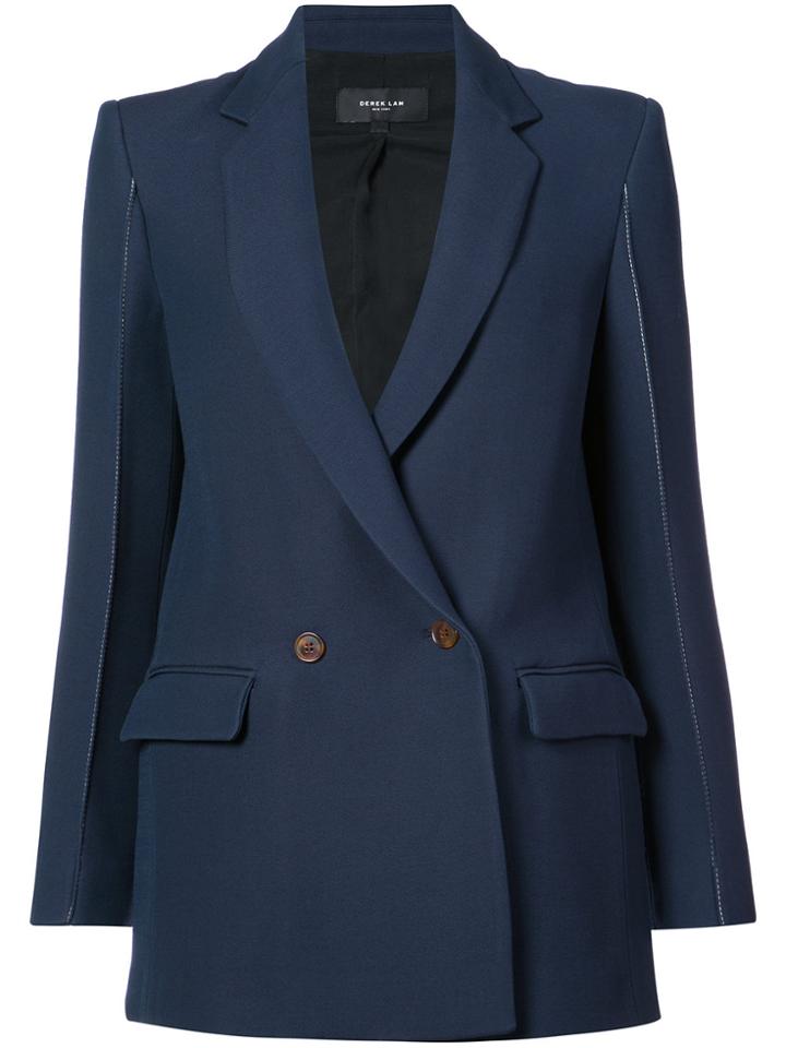 Derek Lam Blazer With Topstitch Detail - Blue