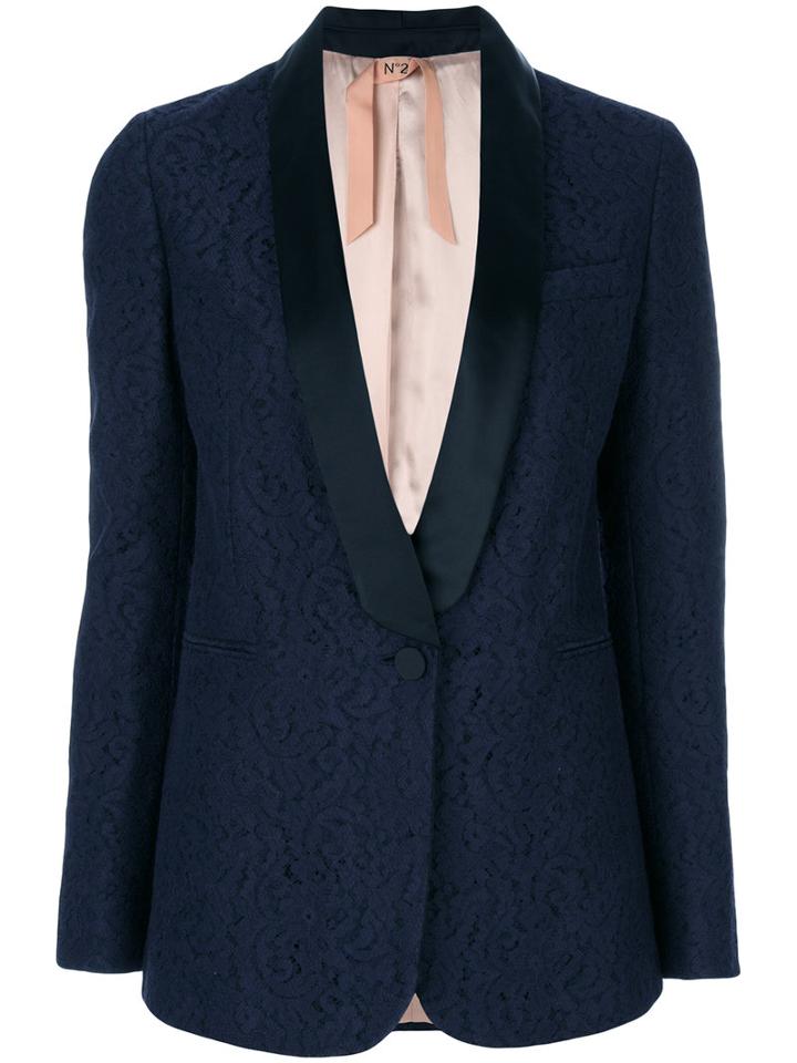 No21 - Lace Blazer - Women - Cotton/polyamide/acetate/viscose - 40, Blue, Cotton/polyamide/acetate/viscose