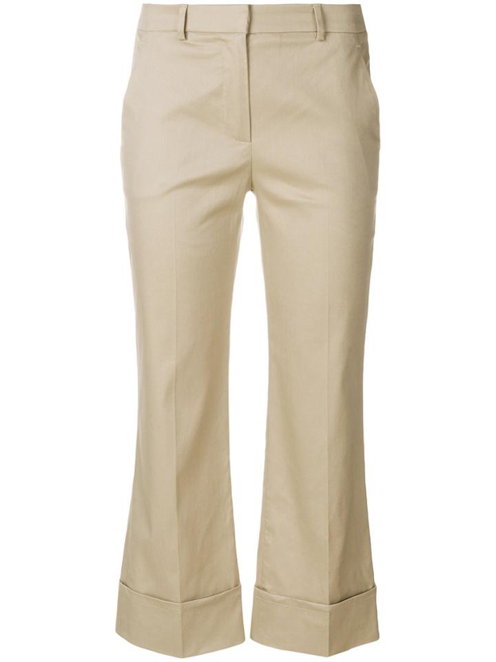 L'autre Chose Cropped Flared Trousers - Nude & Neutrals