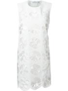 Victoria Victoria Beckham Scallop Hem Eyelet Detail Shift Dress, Women's, Size: 10, White, Polyester/silk
