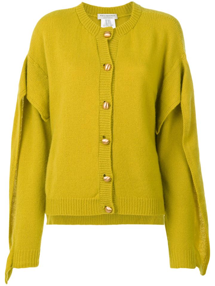 Philosophy Di Lorenzo Serafini Ruffled Cropped Cardigan - Green