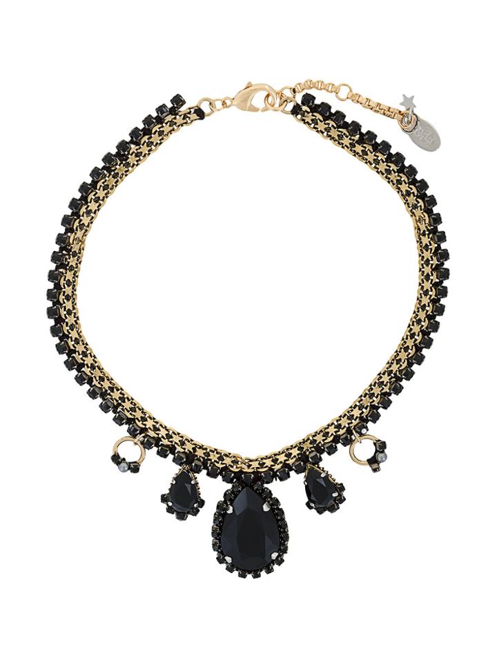 Oscar De La Renta Gemstone Pendant Necklace - Black