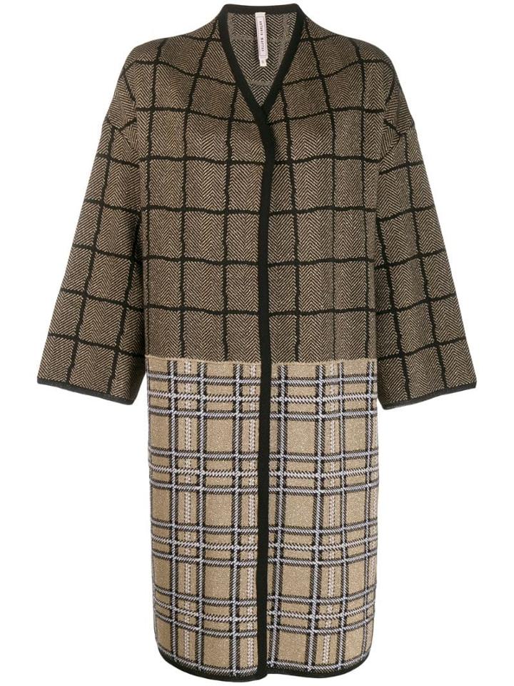Antonio Marras Check Contrast Panel Coat - Gold