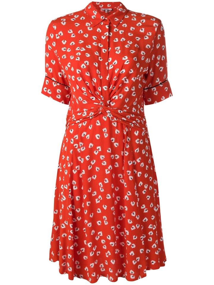 Ganni Knotted Waist Dress - Red