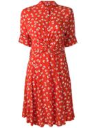 Ganni Knotted Waist Dress - Red