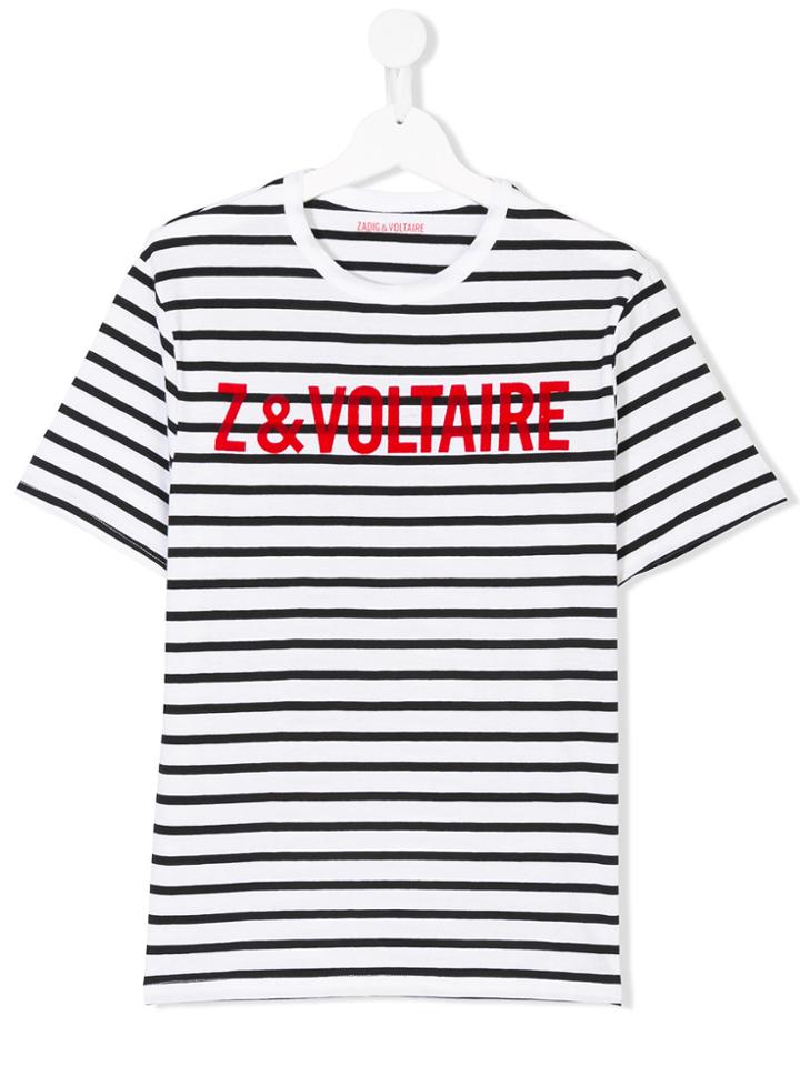 Zadig & Voltaire Kids Striped Logo T-shirt - White