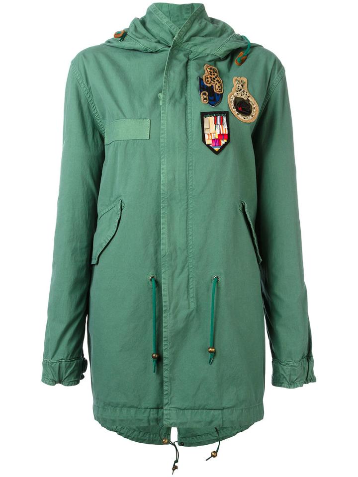 Mr & Mrs Italy Fur Trim Parka, Size: Small, Green, Cotton/wool/silk/polyamide