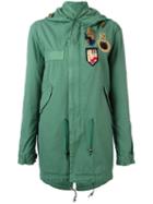 Mr & Mrs Italy Fur Trim Parka, Size: Small, Green, Cotton/wool/silk/polyamide