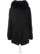 Mr & Mrs Italy Raccoon And Coyote Fur Lined Parka, Women's, Size: Xxs, Black, Cotton/lamb Skin/polyester/coyote Fur