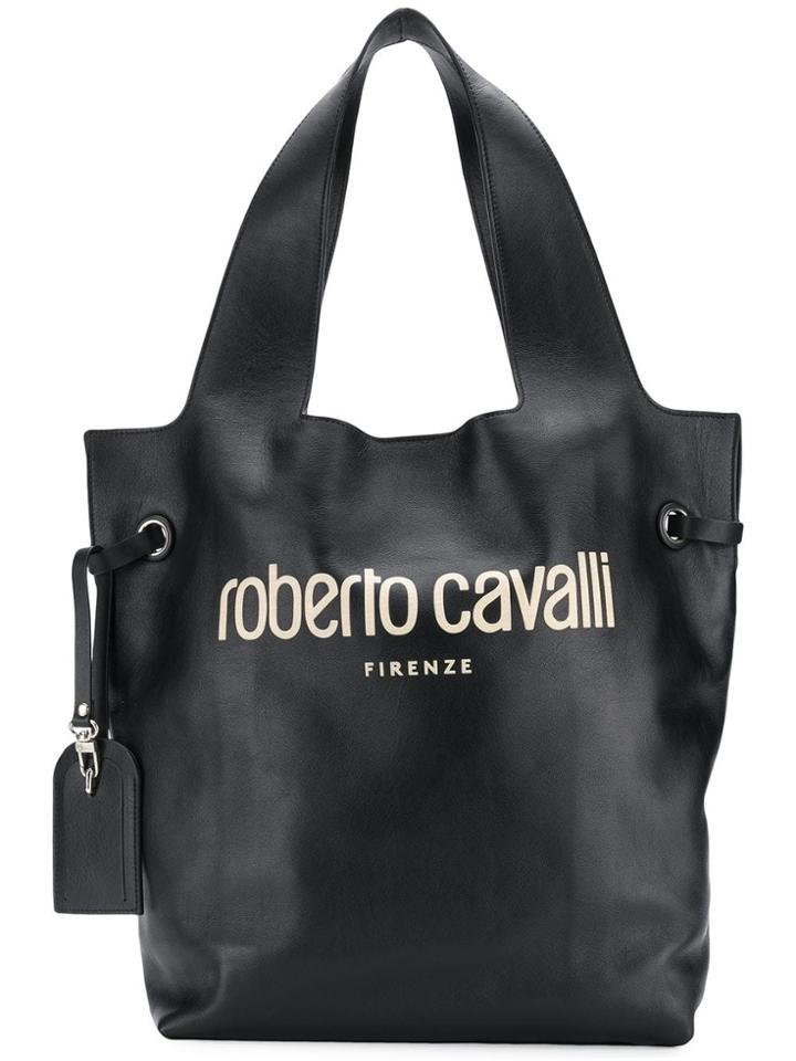 Roberto Cavalli Logo Hobo Bag - Black