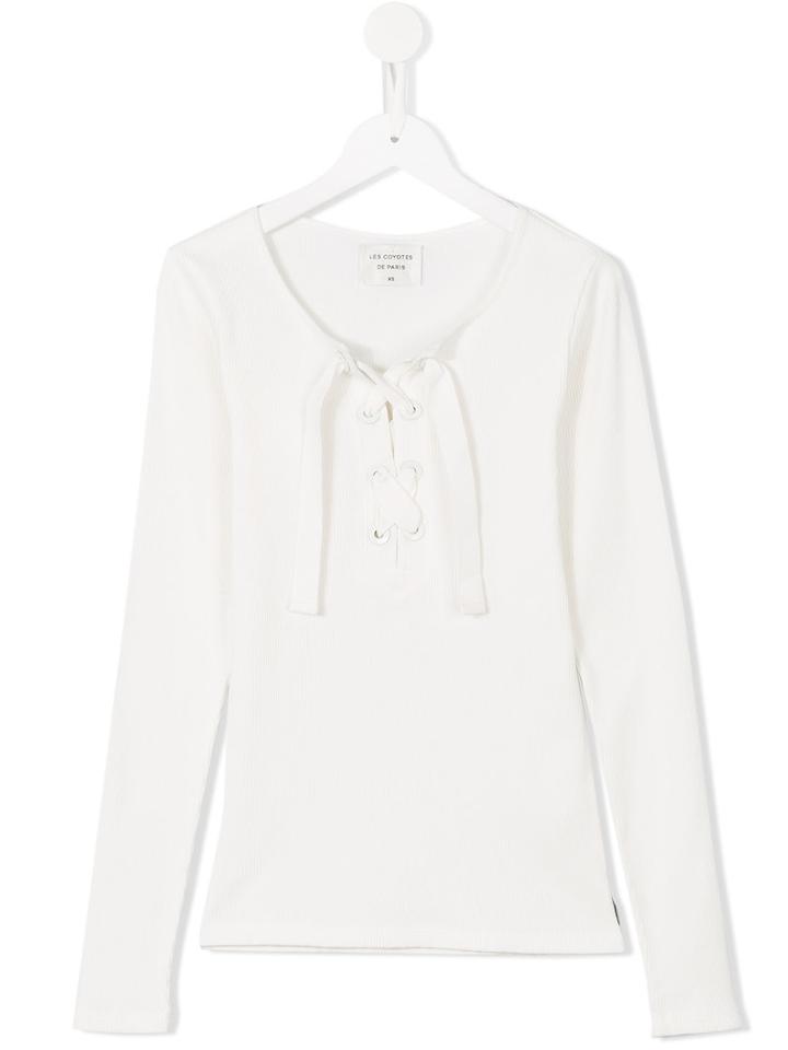 Les Coyotes De Paris Lace-up Blouse, Girl's, Size: 16 Yrs, White