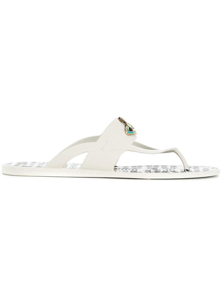 Vivienne Westwood Orb Embellished Flip Flops - White