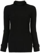 System Side-slit Rollneck Sweater - Black