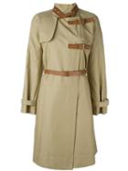 Isabel Marant 'hanya' Trench Coat, Women's, Size: 38, Green, Cotton/linen/flax/calf Leather