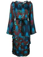 Odeeh Printed Tiered Midi Dress - Blue