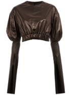 Drome Slit Sleeve Cropped Blouse, Women's, Size: Xs, Black, Cupro/leather