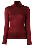 Alice+olivia Turtle Neck Jumper, Women's, Size: Xs, Red, Nylon/polyester/acetate